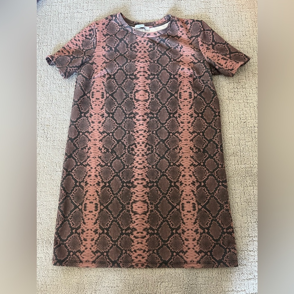 Zara Brown Snakeskin T-shirt Dress - Size small